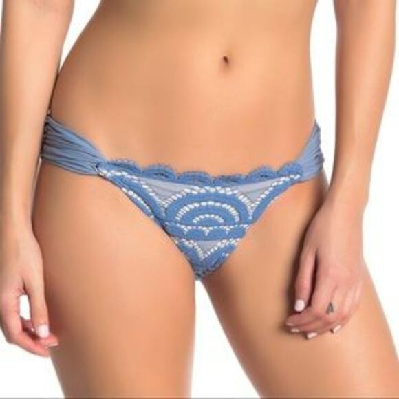 NWT Pilyq Crystal Blue Lace Fanned Full Bikini - Picture 1 of 8